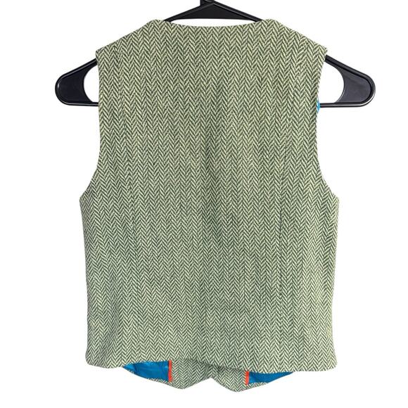 Sundance Wool Blend Vest Women's Herringbone Tweed XS Green Academia Preppy Prep - Picture 2 of 7